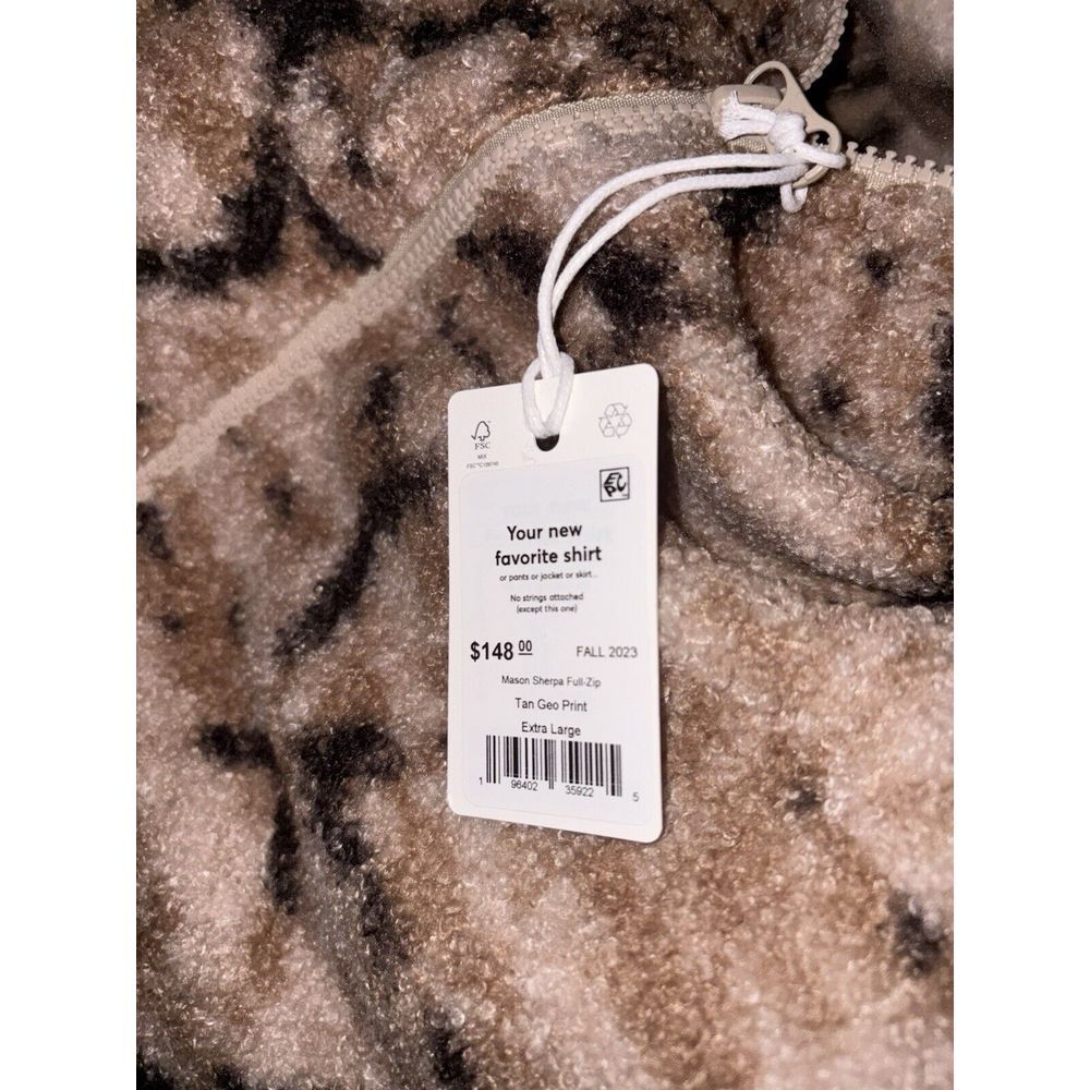 Marine‎ Layer NWT Mason Sherpa Full Zip Jacket In Tan Geo For Men's XL - Picture 9 of 10
